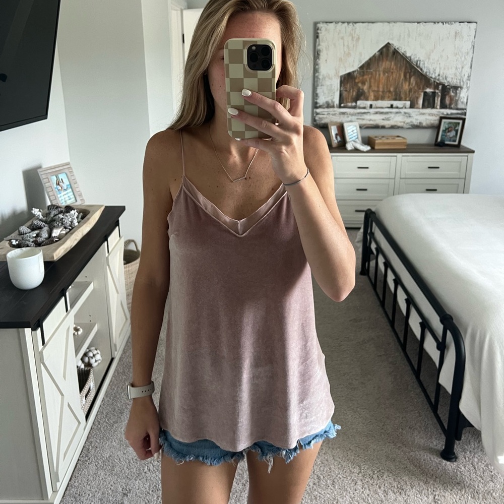 Free People light pink velvet tank top